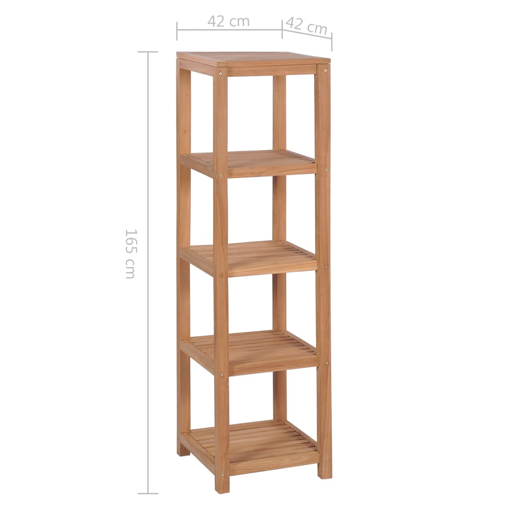 4-Tier Bathroom Storage Rack Solid Teak 42x42x165 cm- Bookcases & Standing Shelves - HomeShopIreland - Home Shop Ireland - Bookcases & Standing Shelves - 4-Tier Bathroom Storage Rack Solid Teak 42x42x165 cm