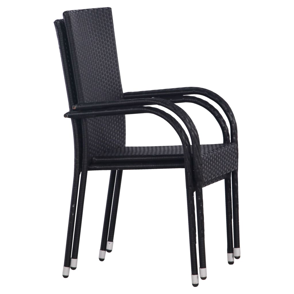Stackable Outdoor Chairs 2 pcs Poly Rattan Black- Outdoor Chairs - HomeShopIreland - Home Shop Ireland - Outdoor Chairs - Stackable Outdoor Chairs 2 pcs Poly Rattan Black