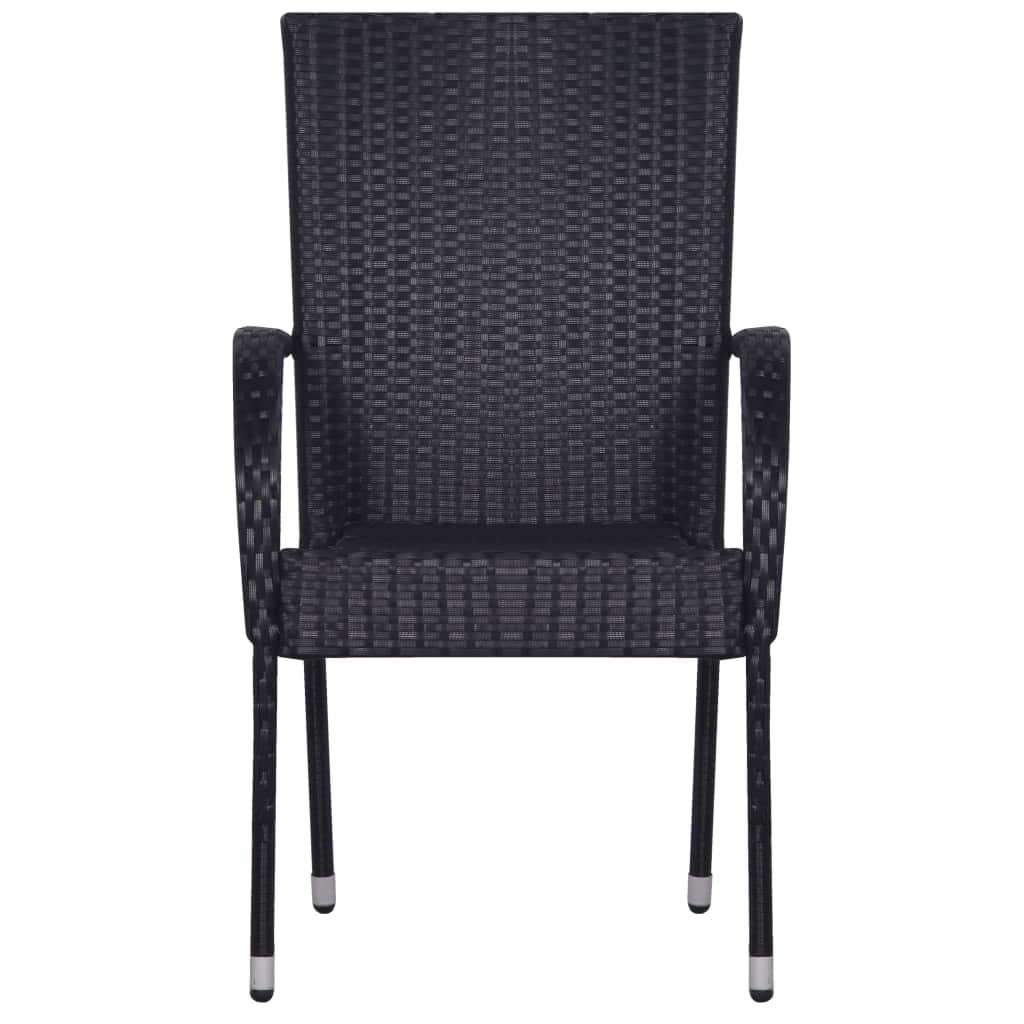 Stackable Outdoor Chairs 2 pcs Poly Rattan Black- Outdoor Chairs - HomeShopIreland - Home Shop Ireland - Outdoor Chairs - Stackable Outdoor Chairs 2 pcs Poly Rattan Black