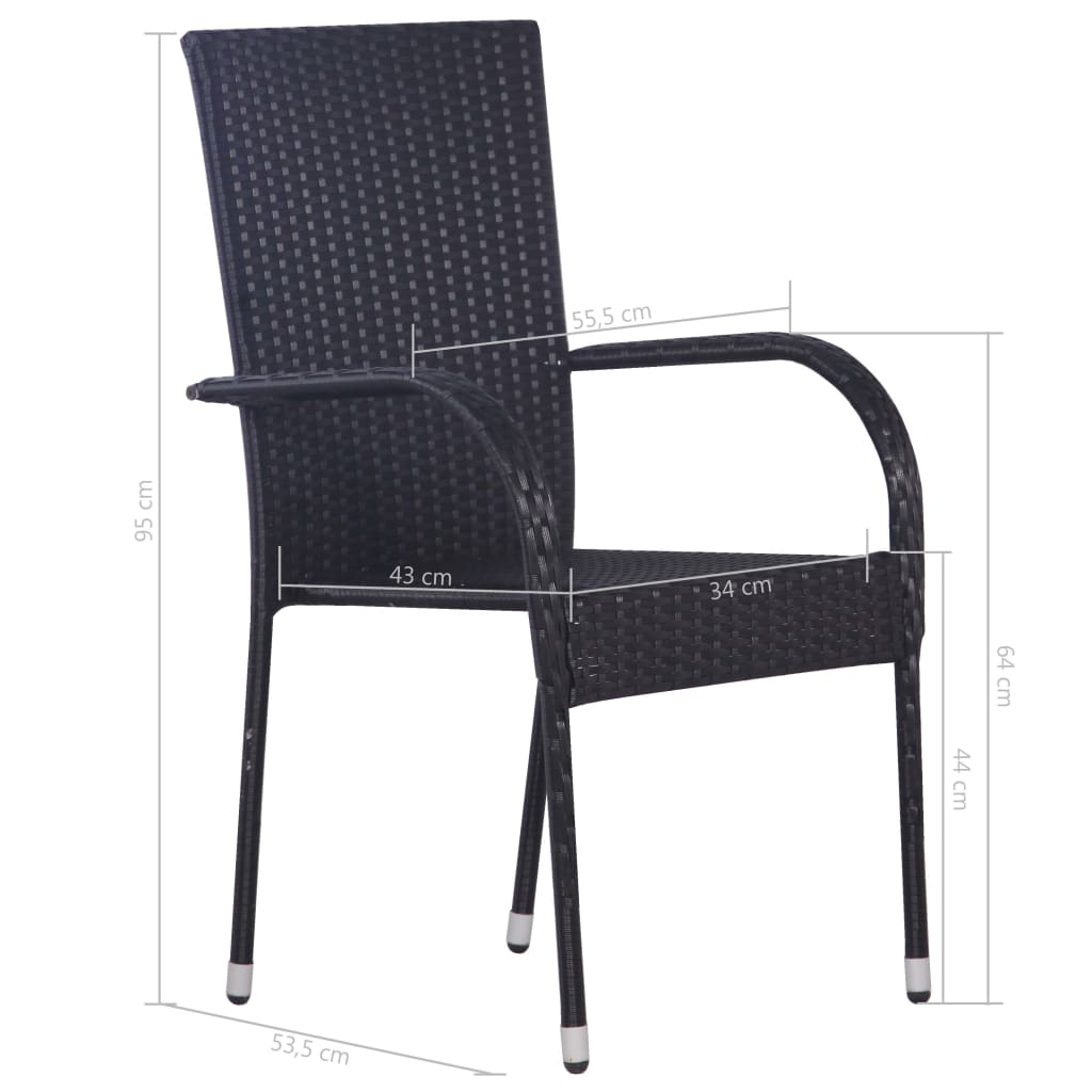 Stackable Outdoor Chairs 2 pcs Poly Rattan Black- Outdoor Chairs - HomeShopIreland - Home Shop Ireland - Outdoor Chairs - Stackable Outdoor Chairs 2 pcs Poly Rattan Black