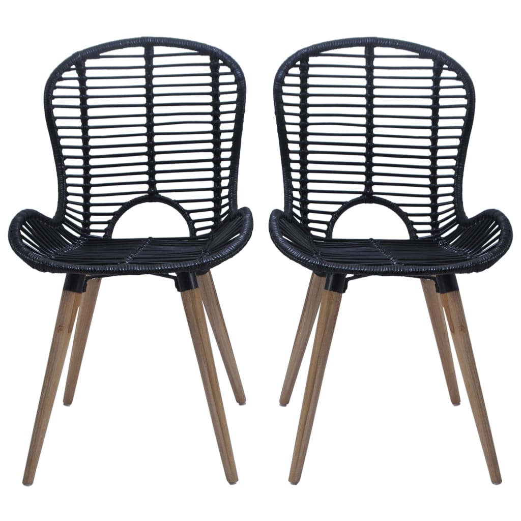 Dining Chairs 4 pcs Black Natural Rattan- Kitchen & Dining Room Chairs - HomeShopIreland - Home Shop Ireland - Kitchen & Dining Room Chairs - Dining Chairs 4 pcs Black Natural Rattan