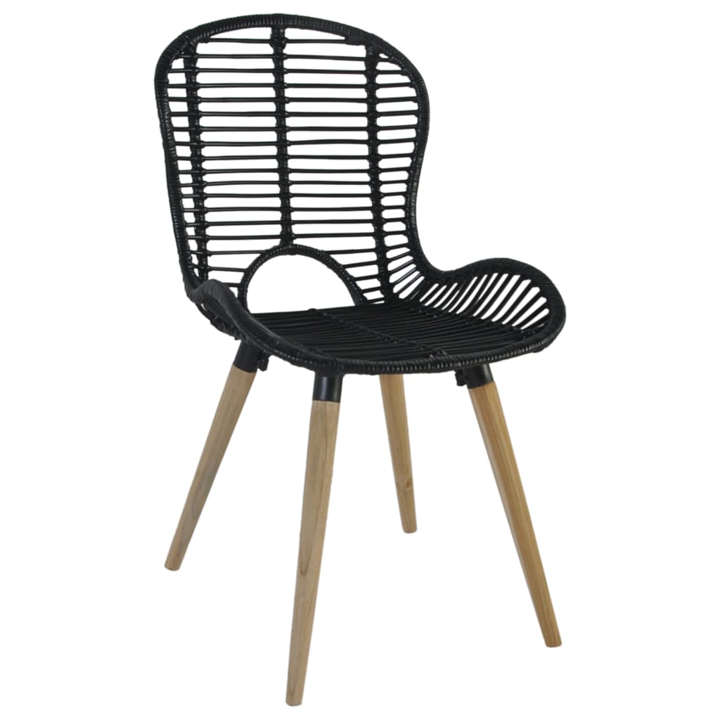 Dining Chairs 4 pcs Black Natural Rattan- Kitchen & Dining Room Chairs - HomeShopIreland - Home Shop Ireland - Kitchen & Dining Room Chairs - Dining Chairs 4 pcs Black Natural Rattan