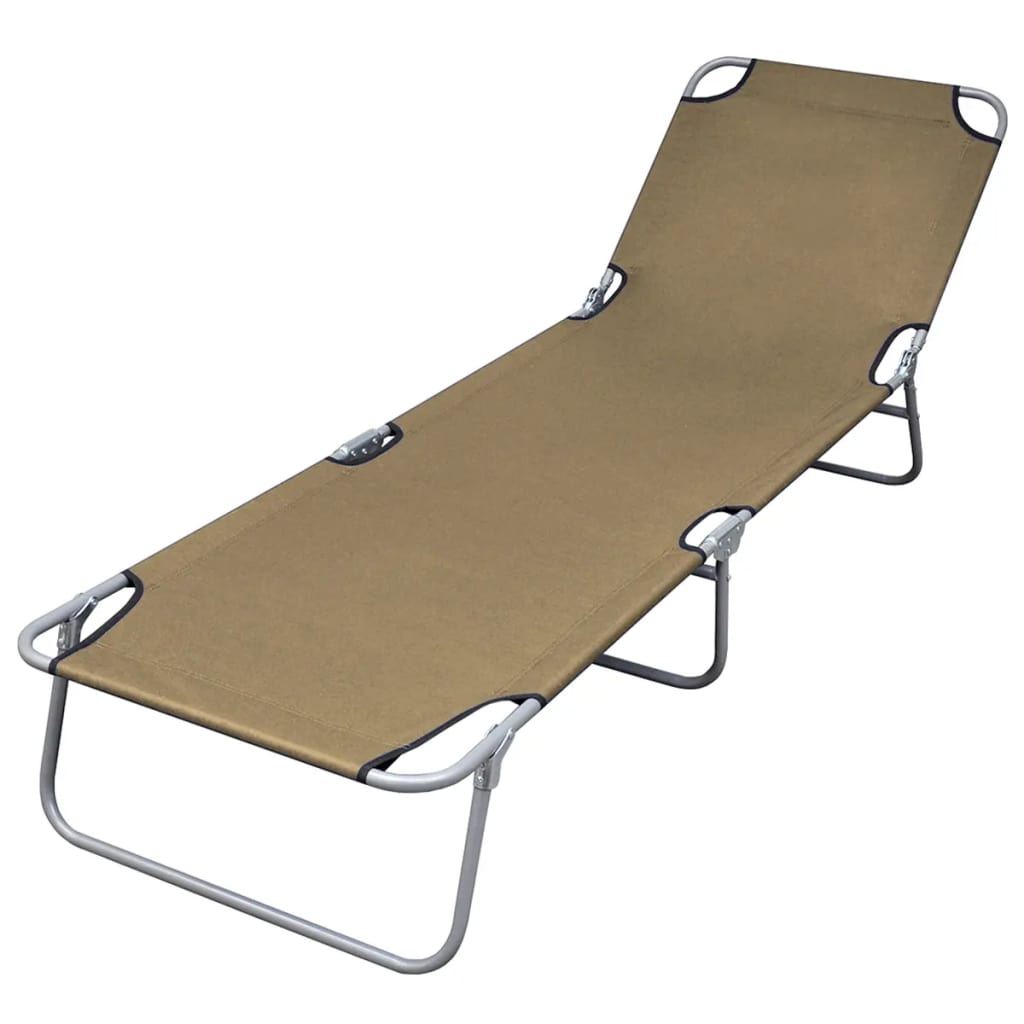 Foldable Sunlounger with Adjustable Backrest Taupe- Sunloungers - HomeShopIreland - Home Shop Ireland - Sunloungers - Foldable Sunlounger with Adjustable Backrest Taupe