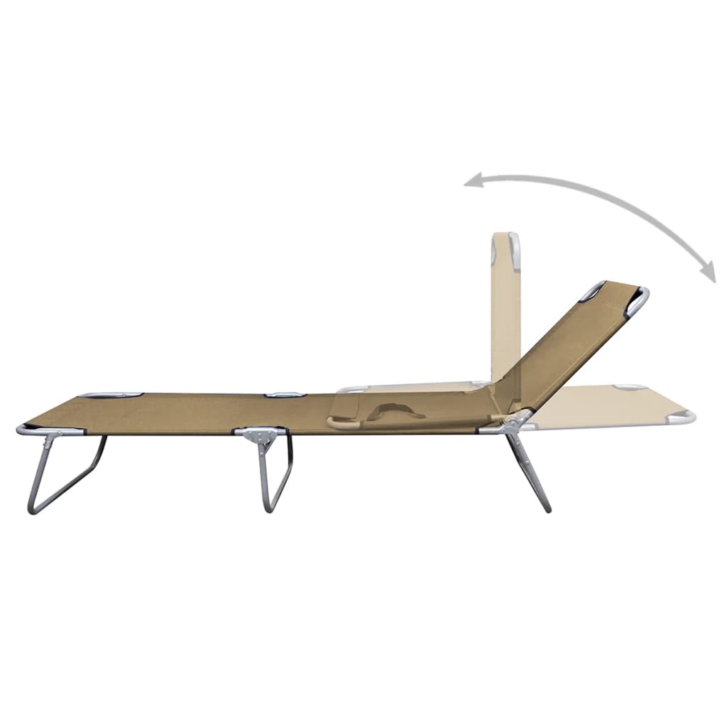 Foldable Sunlounger with Adjustable Backrest Taupe- Sunloungers - HomeShopIreland - Home Shop Ireland - Sunloungers - Foldable Sunlounger with Adjustable Backrest Taupe