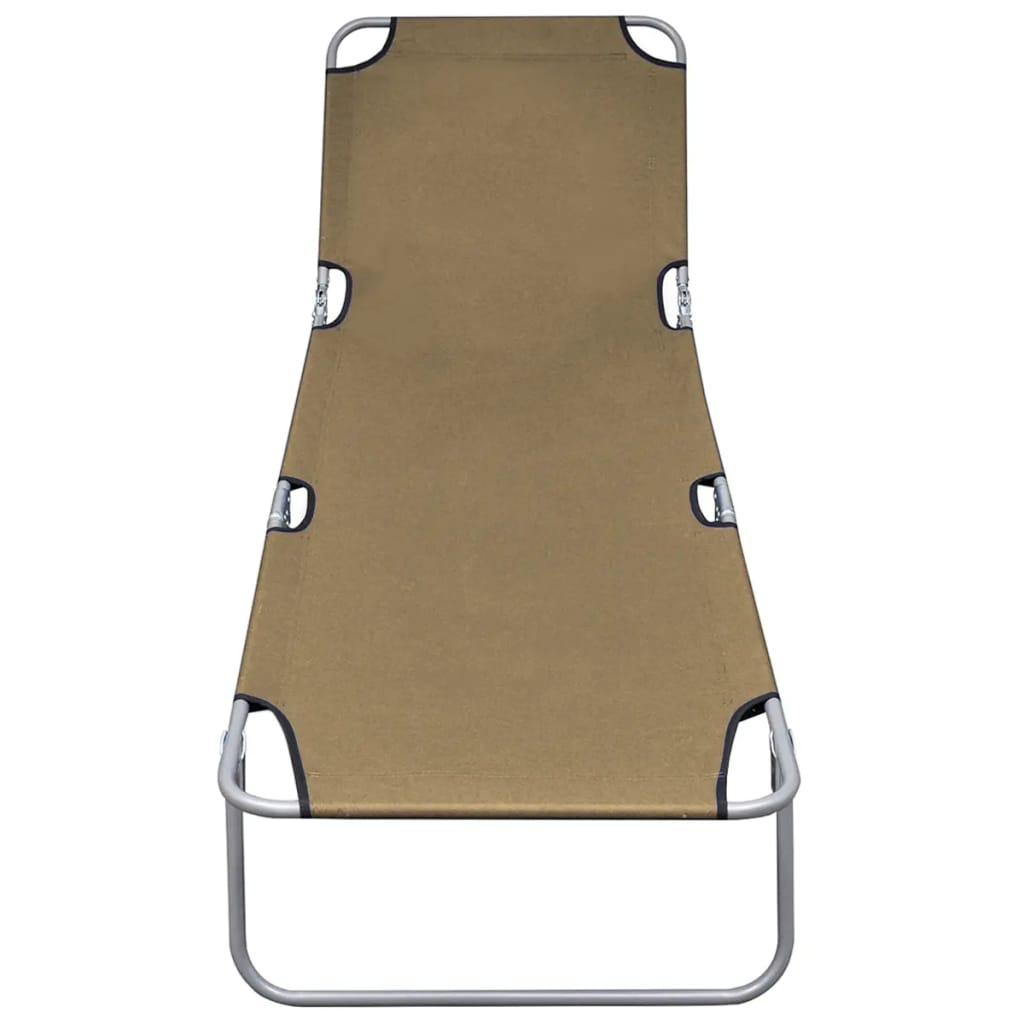 Foldable Sunlounger with Adjustable Backrest Taupe- Sunloungers - HomeShopIreland - Home Shop Ireland - Sunloungers - Foldable Sunlounger with Adjustable Backrest Taupe