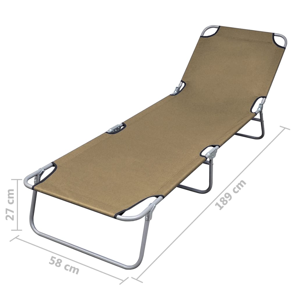 Foldable Sunlounger with Adjustable Backrest Taupe- Sunloungers - HomeShopIreland - Home Shop Ireland - Sunloungers - Foldable Sunlounger with Adjustable Backrest Taupe