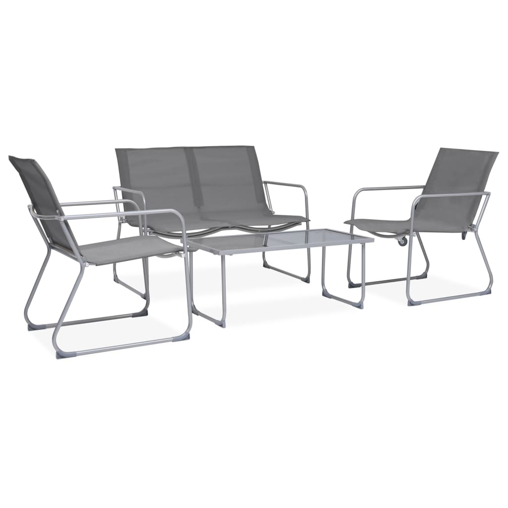 4 Piece Garden Lounge Set Fabric & Steel Grey- Outdoor Furniture Sets - HomeShopIreland - Home Shop Ireland - Outdoor Furniture Sets - 4 Piece Garden Lounge Set Fabric & Steel Grey