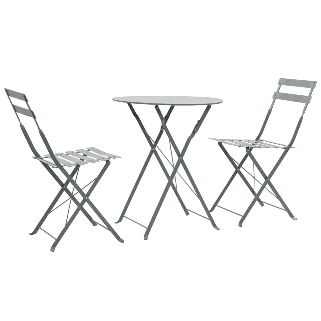 3 Piece Bistro Set Steel Grey- Outdoor Furniture Sets - HomeShopIreland - Home Shop Ireland - Outdoor Furniture Sets - 3 Piece Bistro Set Steel Grey