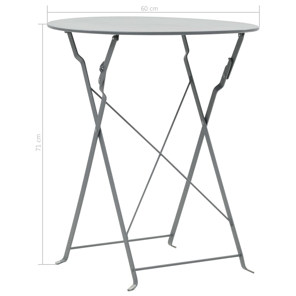 3 Piece Bistro Set Steel Grey- Outdoor Furniture Sets - HomeShopIreland - Home Shop Ireland - Outdoor Furniture Sets - 3 Piece Bistro Set Steel Grey