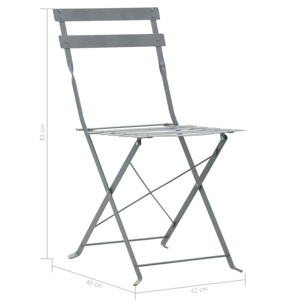 3 Piece Bistro Set Steel Grey- Outdoor Furniture Sets - HomeShopIreland - Home Shop Ireland - Outdoor Furniture Sets - 3 Piece Bistro Set Steel Grey