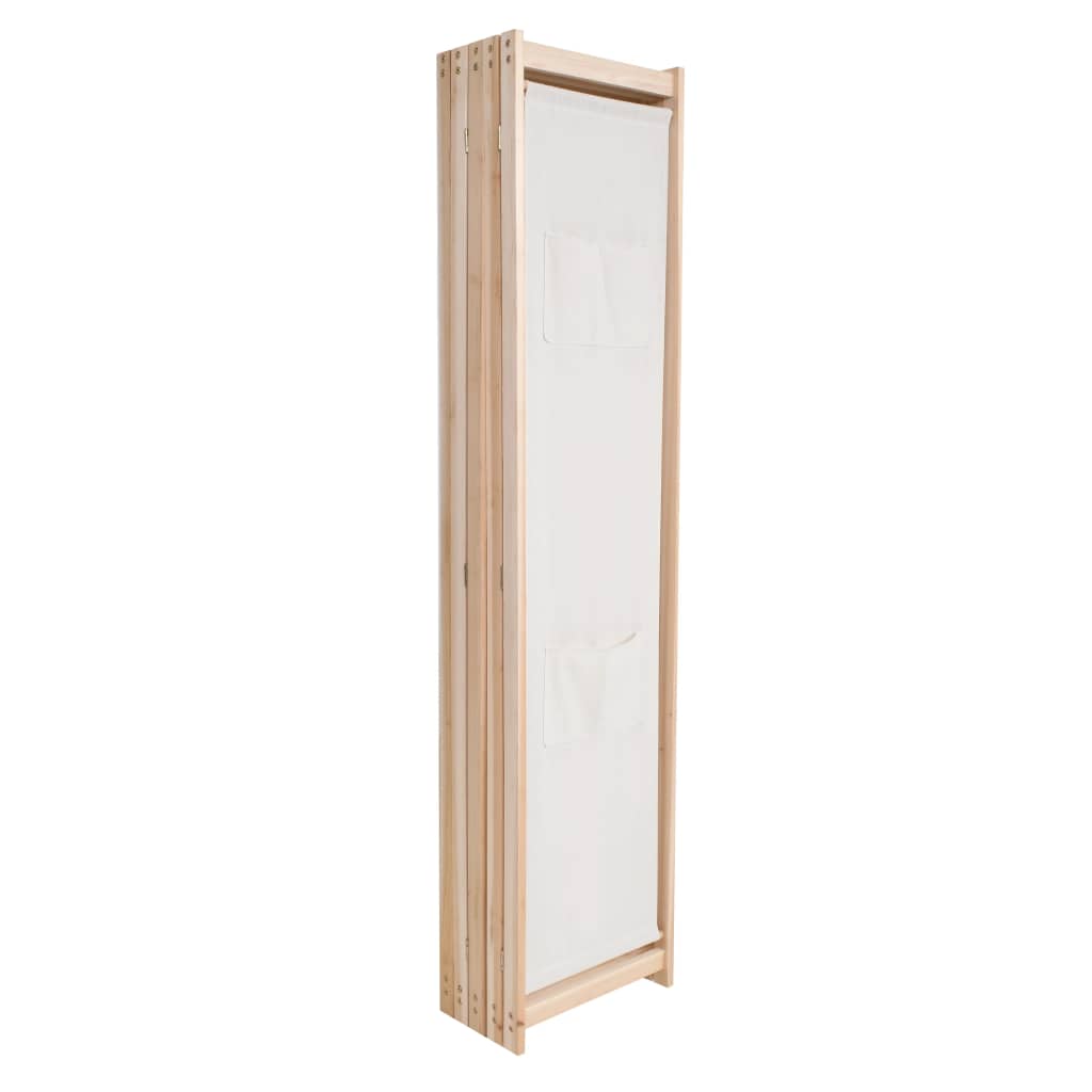 5-Panel Room Divider Cream 200x170x4 cm Fabric- Room Dividers - HomeShopIreland - Home Shop Ireland - Room Dividers - 5-Panel Room Divider Cream 200x170x4 cm Fabric