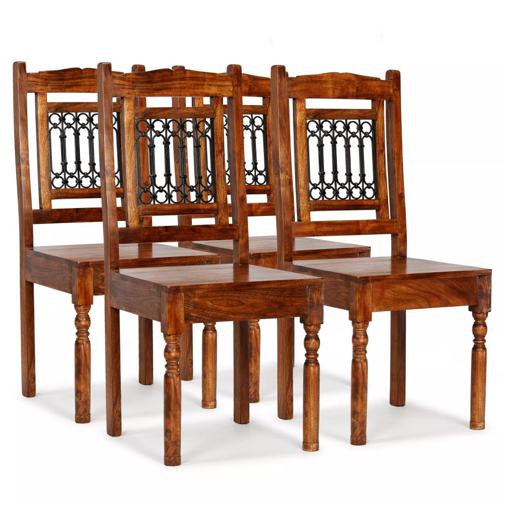 Dining Chairs 4 pcs Solid Wood with Sheesham Finish Classic- Kitchen & Dining Room Chairs - HomeShopIreland - Home Shop Ireland - Kitchen & Dining Room Chairs - Dining Chairs 4 pcs Solid Wood with Sheesham Finish Classic
