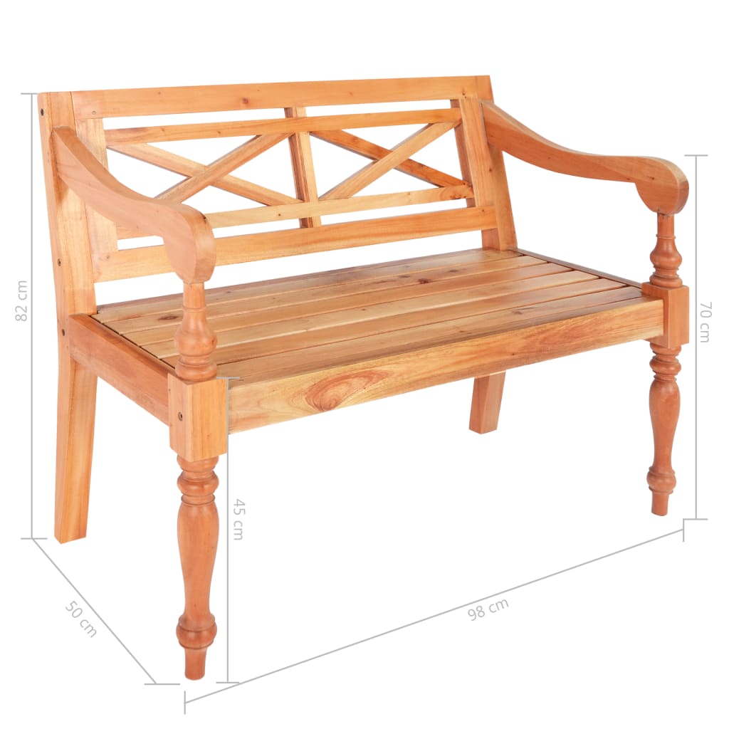 Batavia Bench 98 cm Solid Mahogany Wood Light Brown- Storage & Entryway Benches - HomeShopIreland - Home Shop Ireland - Storage & Entryway Benches - Batavia Bench 98 cm Solid Mahogany Wood Light Brown