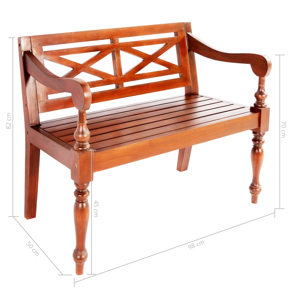 Batavia Bench 98 cm Solid Mahogany Wood Dark Brown- Storage & Entryway Benches - HomeShopIreland - Home Shop Ireland - Storage & Entryway Benches - Batavia Bench 98 cm Solid Mahogany Wood Dark Brown