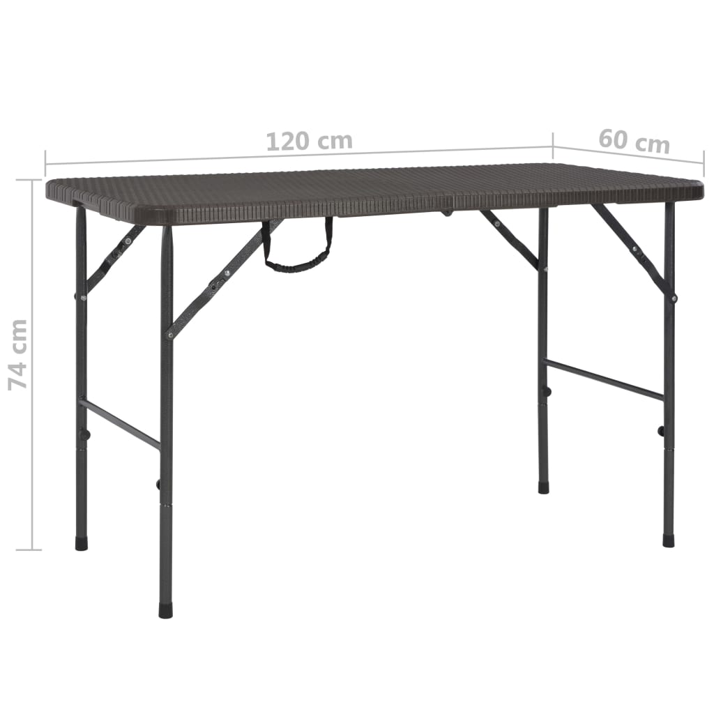 Folding Garden Table Brown 120x60x74 cm HDPE Rattan Look- Outdoor Tables - HomeShopIreland - Home Shop Ireland - Outdoor Tables - Folding Garden Table Brown 120x60x74 cm HDPE Rattan Look