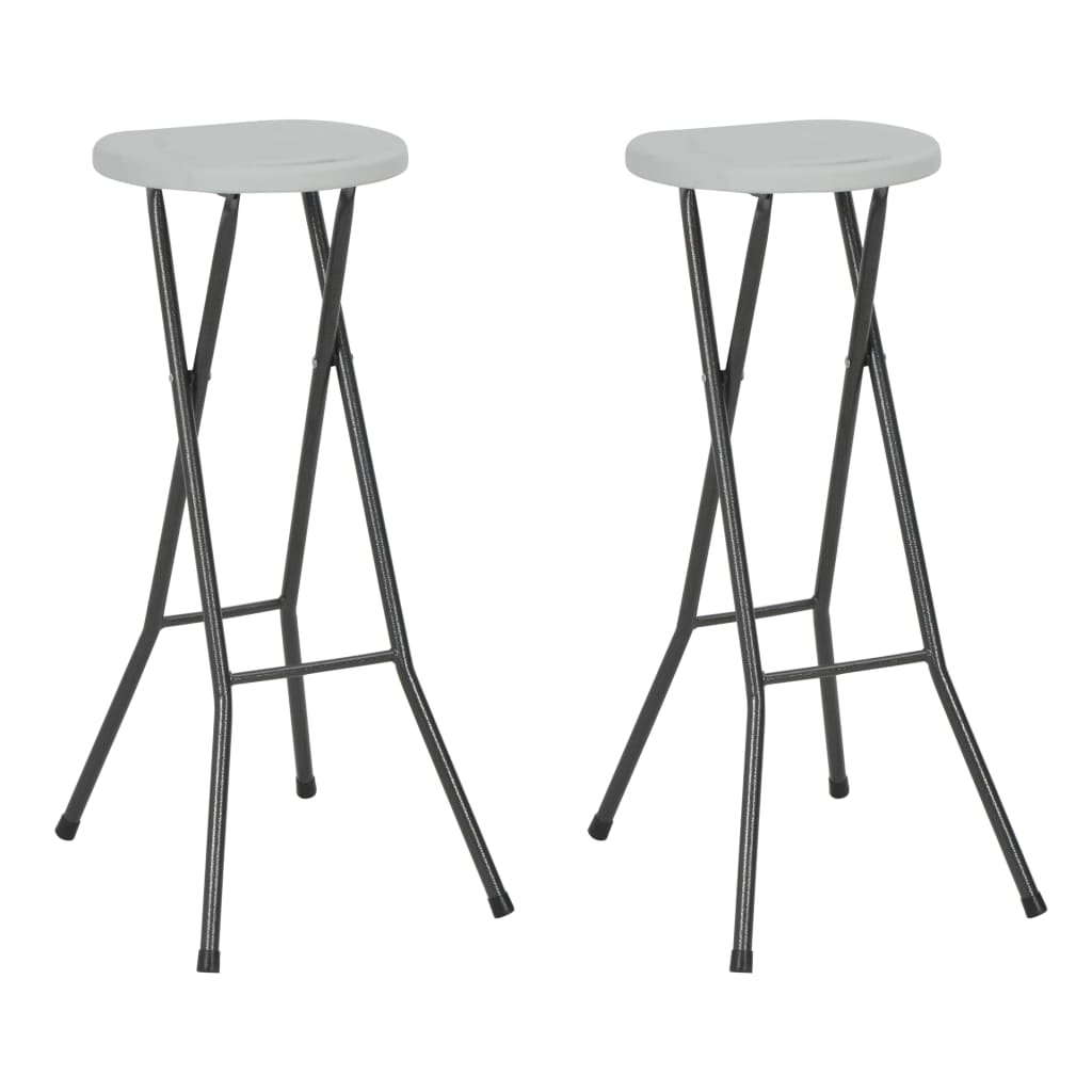 Folding Bar Stools 2 pcs HDPE and Steel White- Outdoor Foot Rests - HomeShopIreland - Home Shop Ireland - Outdoor Foot Rests - Folding Bar Stools 2 pcs HDPE and Steel White