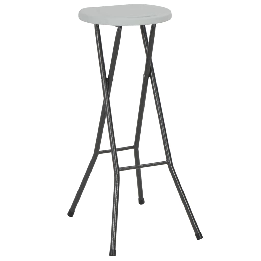 Folding Bar Stools 2 pcs HDPE and Steel White- Outdoor Foot Rests - HomeShopIreland - Home Shop Ireland - Outdoor Foot Rests - Folding Bar Stools 2 pcs HDPE and Steel White