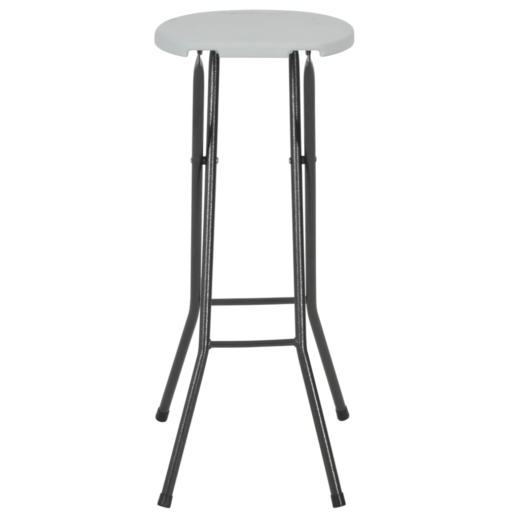 Folding Bar Stools 2 pcs HDPE and Steel White- Outdoor Foot Rests - HomeShopIreland - Home Shop Ireland - Outdoor Foot Rests - Folding Bar Stools 2 pcs HDPE and Steel White