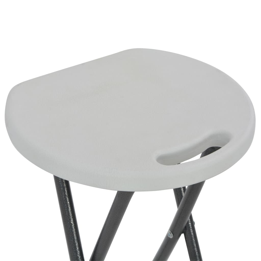 Folding Bar Stools 2 pcs HDPE and Steel White- Outdoor Foot Rests - HomeShopIreland - Home Shop Ireland - Outdoor Foot Rests - Folding Bar Stools 2 pcs HDPE and Steel White
