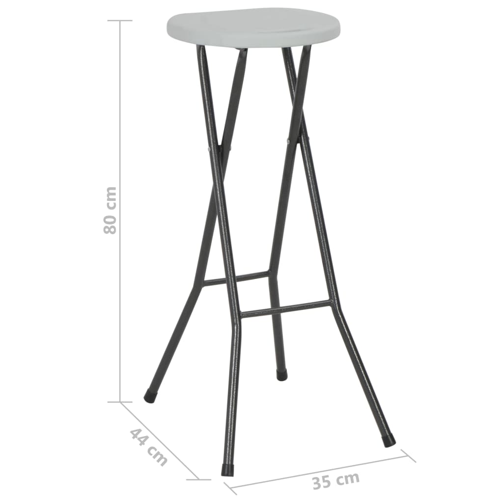 Folding Bar Stools 2 pcs HDPE and Steel White- Outdoor Foot Rests - HomeShopIreland - Home Shop Ireland - Outdoor Foot Rests - Folding Bar Stools 2 pcs HDPE and Steel White