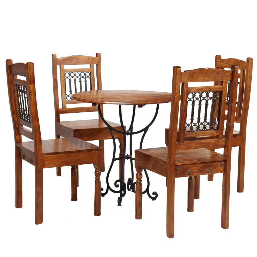 Dining Table Set 5 Piece Solid Acacia Wood with Sheesham Finish- Kitchen & Dining Furniture Sets - HomeShopIreland - Home Shop Ireland - Kitchen & Dining Furniture Sets - Dining Table Set 5 Piece Solid Acacia Wood with Sheesham Finish