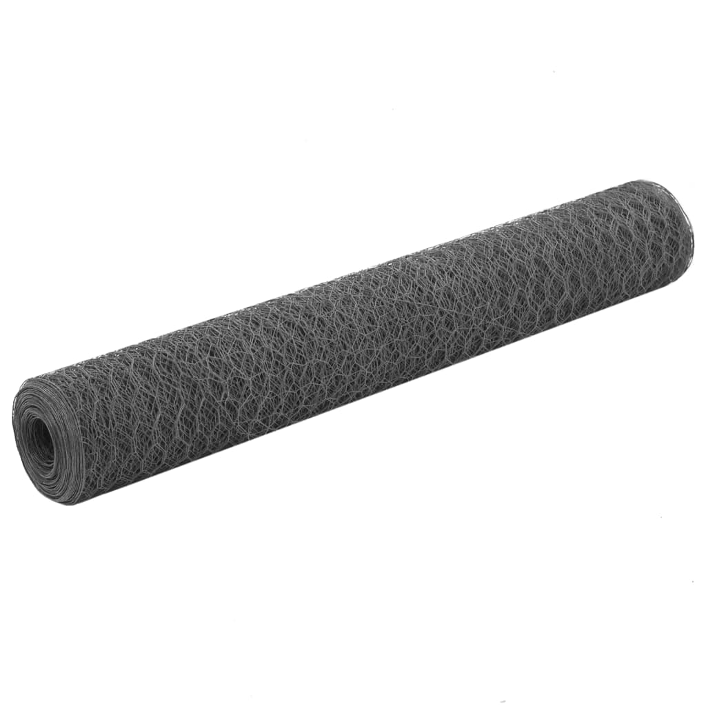 Chicken Wire Fence Steel with PVC Coating 25x1 m Grey- Fence Panels - HomeShopIreland - Home Shop Ireland - Fence Panels - Chicken Wire Fence Steel with PVC Coating 25x1 m Grey