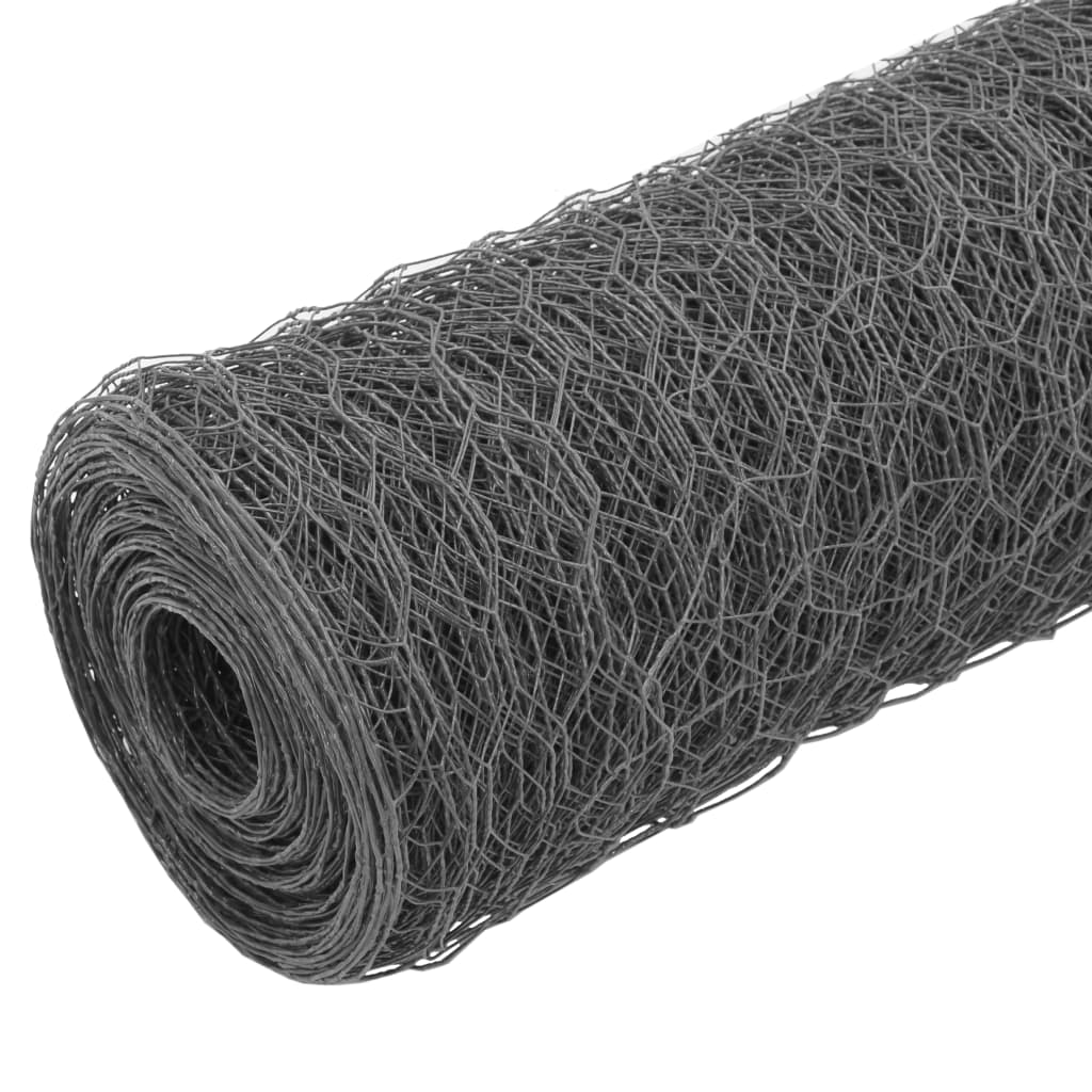 Chicken Wire Fence Steel with PVC Coating 25x1 m Grey- Fence Panels - HomeShopIreland - Home Shop Ireland - Fence Panels - Chicken Wire Fence Steel with PVC Coating 25x1 m Grey