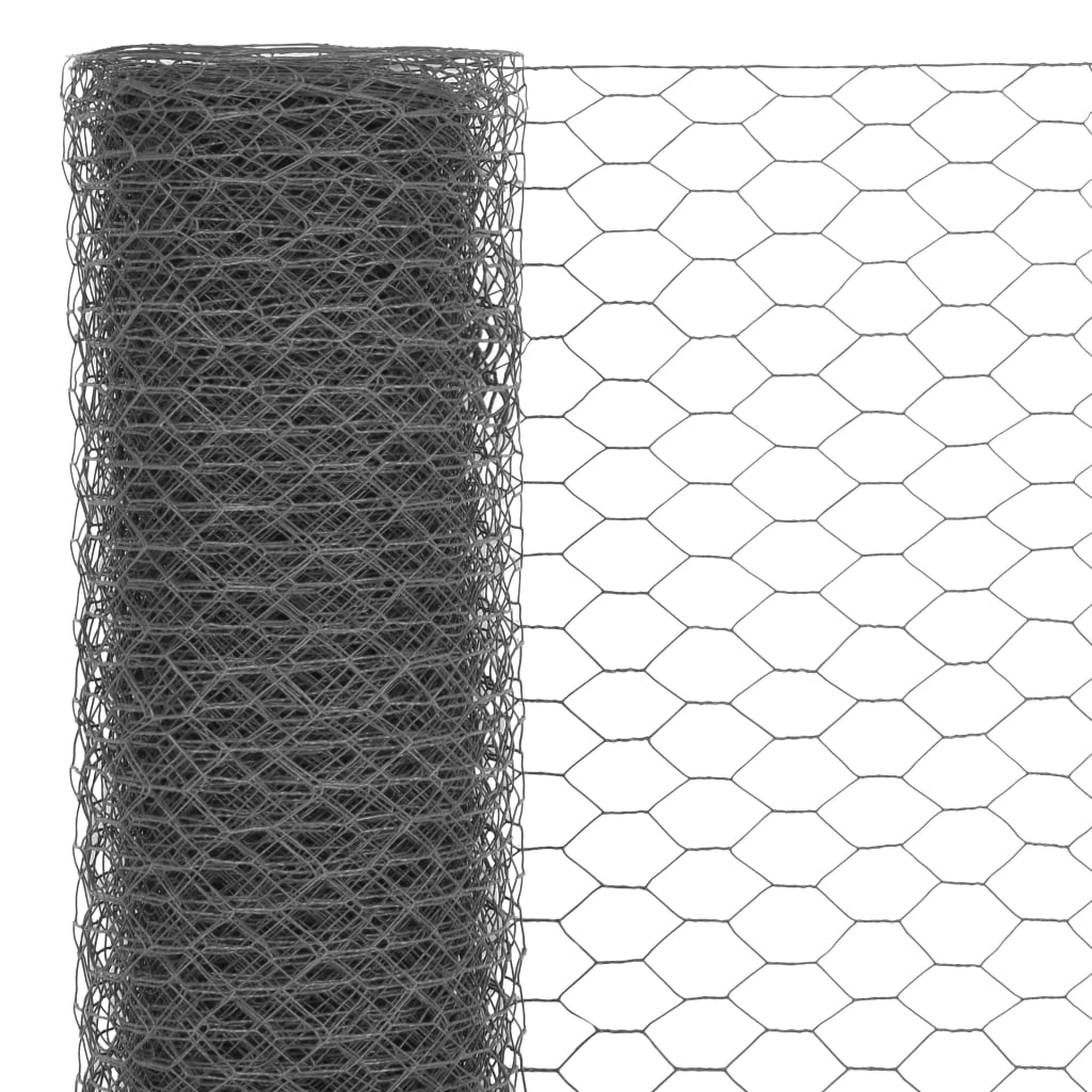 Chicken Wire Fence Steel with PVC Coating 25x1 m Grey- Fence Panels - HomeShopIreland - Home Shop Ireland - Fence Panels - Chicken Wire Fence Steel with PVC Coating 25x1 m Grey