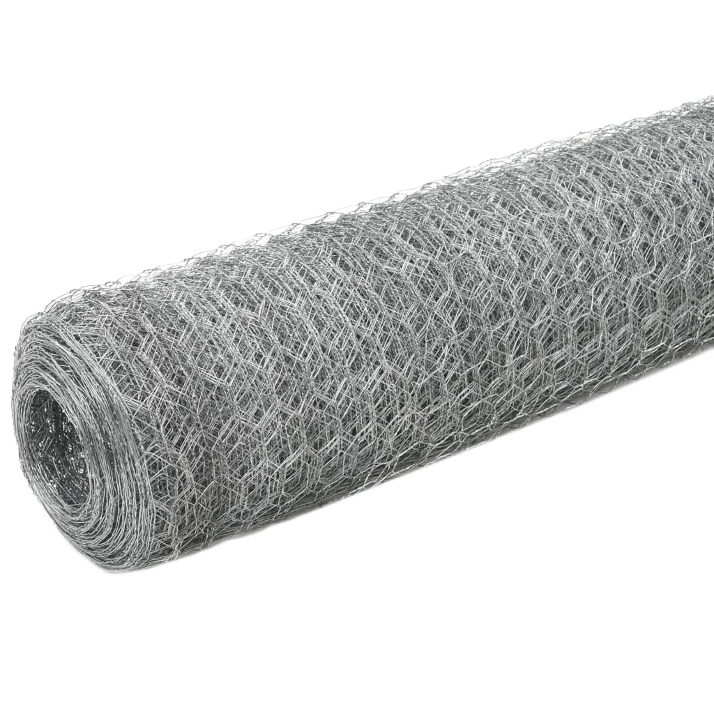 Chicken Wire Fence Galvanised Steel 25x1.5 m Silver- Fence Panels - HomeShopIreland - Home Shop Ireland - Fence Panels - Chicken Wire Fence Galvanised Steel 25x1.5 m Silver