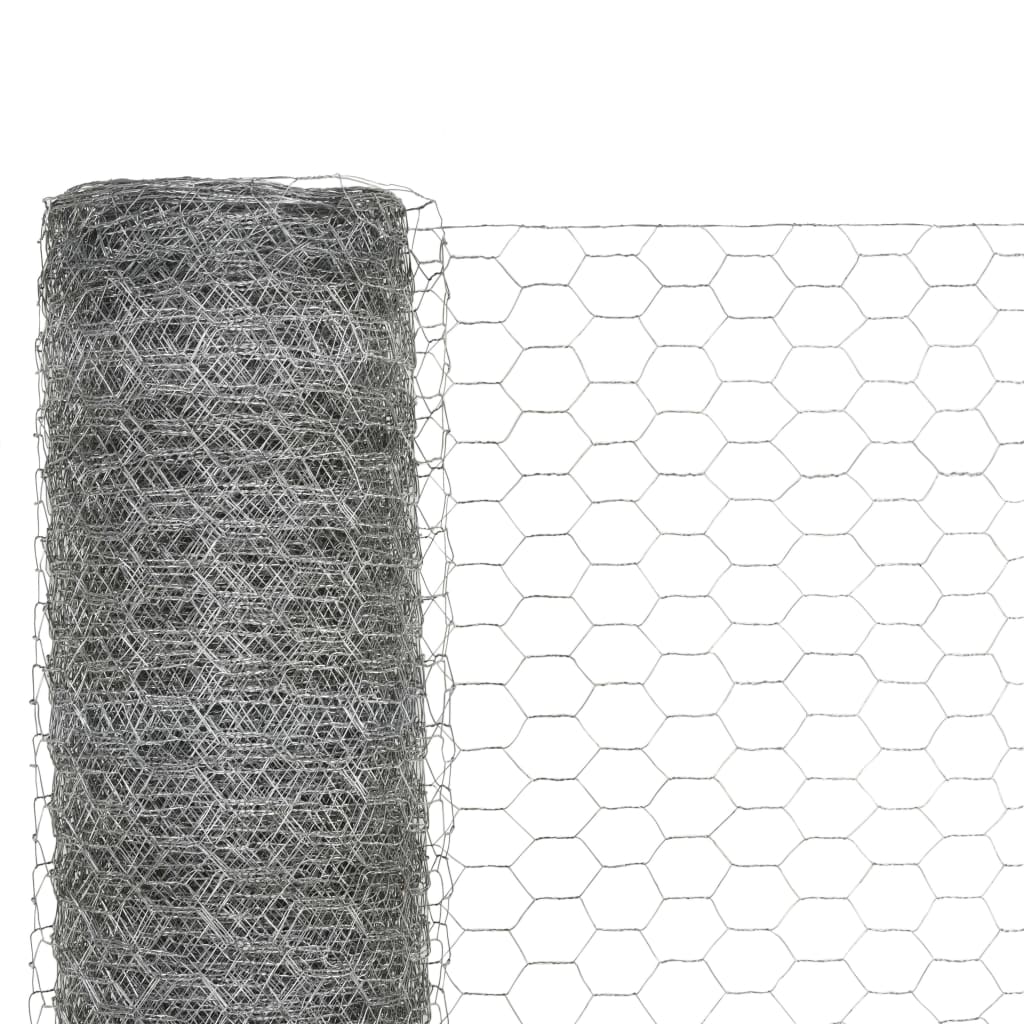Chicken Wire Fence Galvanised Steel 25x1.5 m Silver- Fence Panels - HomeShopIreland - Home Shop Ireland - Fence Panels - Chicken Wire Fence Galvanised Steel 25x1.5 m Silver