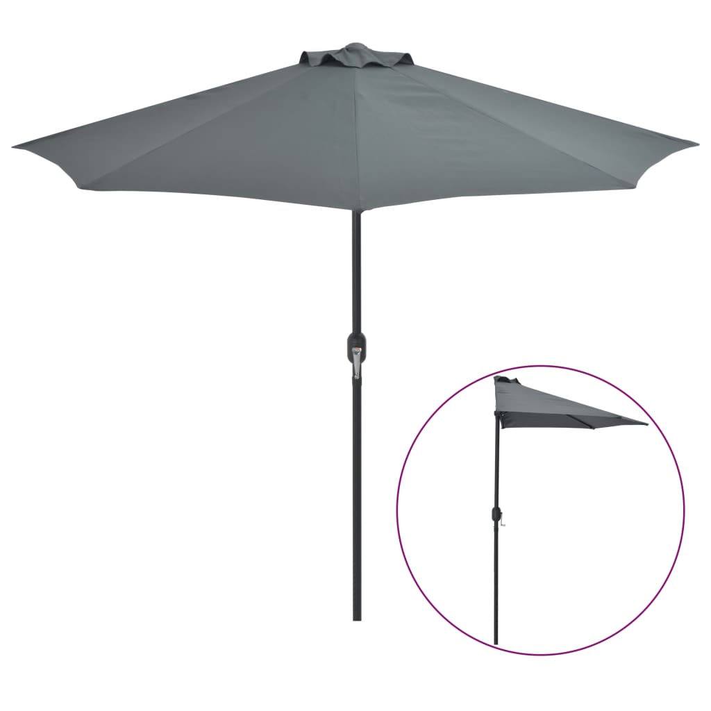 Balcony Parasol with Aluminium Pole Anthracite 270x135 cm Half- Outdoor Umbrellas & Sunshades - HomeShopIreland - Home Shop Ireland - Outdoor Umbrellas & Sunshades - Balcony Parasol with Aluminium Pole Anthracite 270x135 cm Half