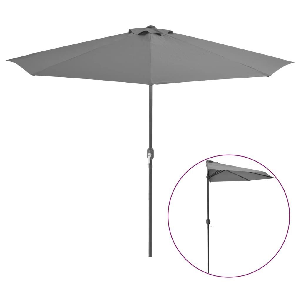 Balcony Parasol with Aluminium Pole Anthracite 300x150 cm Half- Outdoor Umbrellas & Sunshades - HomeShopIreland - Home Shop Ireland - Outdoor Umbrellas & Sunshades - Balcony Parasol with Aluminium Pole Anthracite 300x150 cm Half