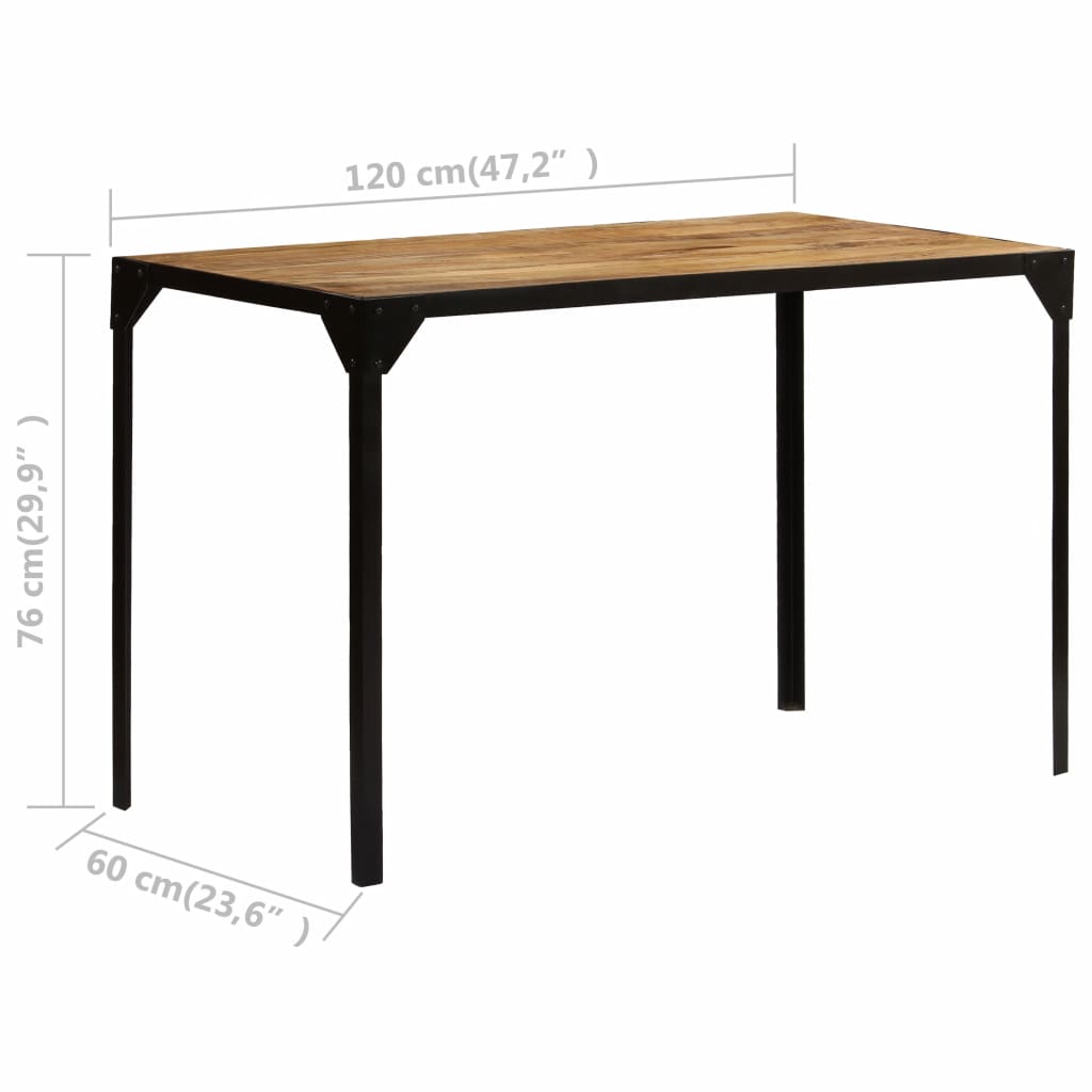 Dining Table Solid Rough Mange Wood and Steel 120 cm- Kitchen & Dining Room Tables - HomeShopIreland - Home Shop Ireland - Kitchen & Dining Room Tables - Dining Table Solid Rough Mange Wood and Steel 120 cm