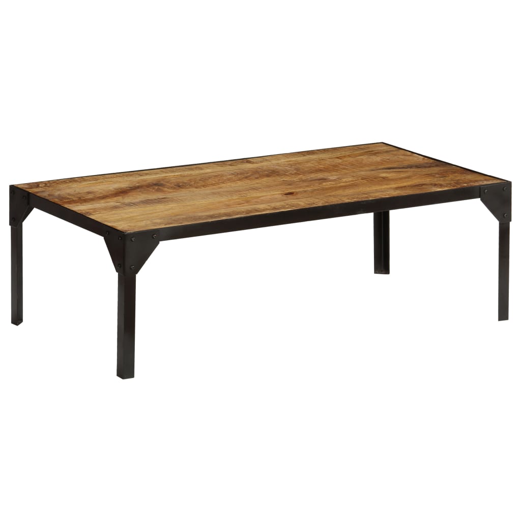Coffee Table Solid Rough Mango Wood and Steel 110 cm- Coffee Tables - HomeShopIreland - Home Shop Ireland - Coffee Tables - Coffee Table Solid Rough Mango Wood and Steel 110 cm