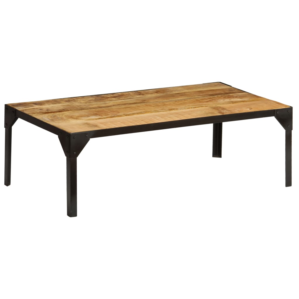 Coffee Table Solid Rough Mango Wood and Steel 110 cm- Coffee Tables - HomeShopIreland - Home Shop Ireland - Coffee Tables - Coffee Table Solid Rough Mango Wood and Steel 110 cm
