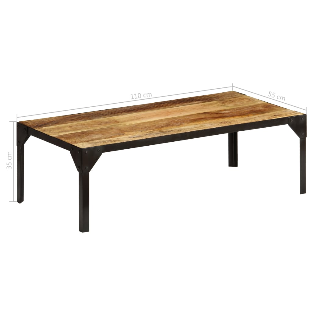 Coffee Table Solid Rough Mango Wood and Steel 110 cm- Coffee Tables - HomeShopIreland - Home Shop Ireland - Coffee Tables - Coffee Table Solid Rough Mango Wood and Steel 110 cm