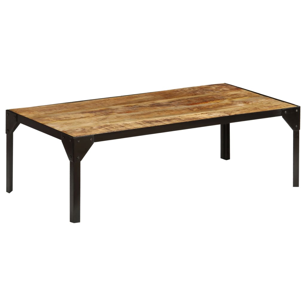 Coffee Table Solid Rough Mango Wood and Steel 110 cm- Coffee Tables - HomeShopIreland - Home Shop Ireland - Coffee Tables - Coffee Table Solid Rough Mango Wood and Steel 110 cm