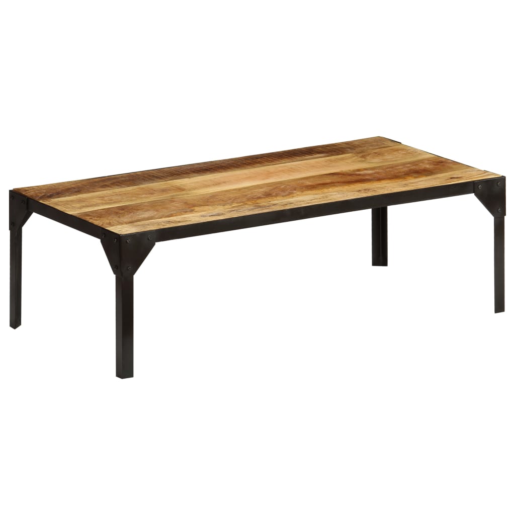 Coffee Table Solid Rough Mango Wood and Steel 110 cm- Coffee Tables - HomeShopIreland - Home Shop Ireland - Coffee Tables - Coffee Table Solid Rough Mango Wood and Steel 110 cm