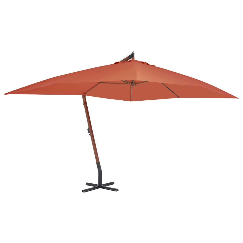 Cantilever Umbrella with Wooden Pole 400x300 cm Terracotta- Outdoor Umbrellas & Sunshades - HomeShopIreland - Home Shop Ireland - Outdoor Umbrellas & Sunshades - Cantilever Umbrella with Wooden Pole 400x300 cm Terracotta