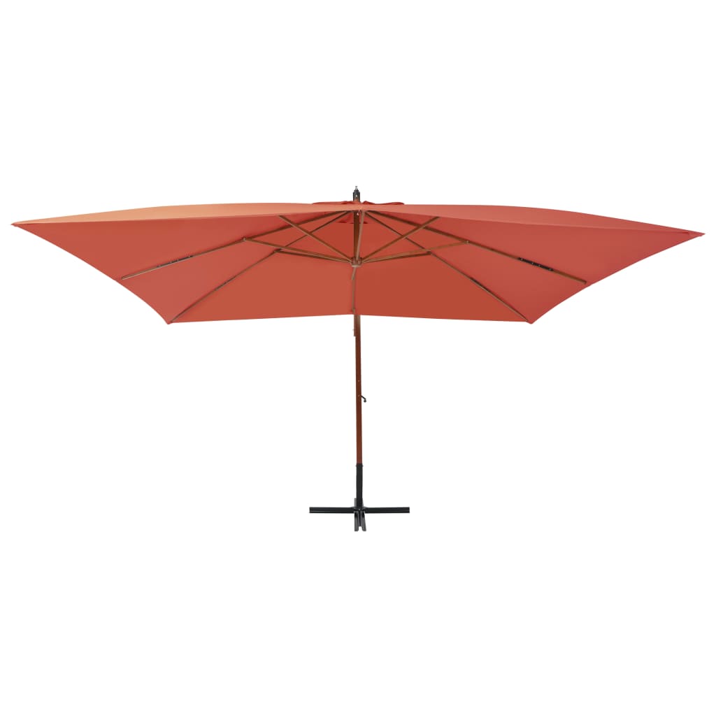 Cantilever Umbrella with Wooden Pole 400x300 cm Terracotta- Outdoor Umbrellas & Sunshades - HomeShopIreland - Home Shop Ireland - Outdoor Umbrellas & Sunshades - Cantilever Umbrella with Wooden Pole 400x300 cm Terracotta