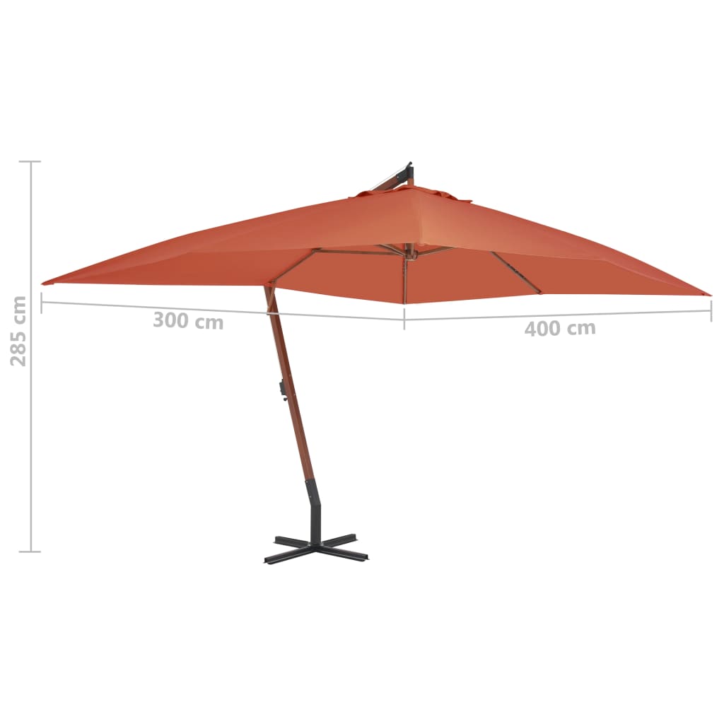 Cantilever Umbrella with Wooden Pole 400x300 cm Terracotta- Outdoor Umbrellas & Sunshades - HomeShopIreland - Home Shop Ireland - Outdoor Umbrellas & Sunshades - Cantilever Umbrella with Wooden Pole 400x300 cm Terracotta