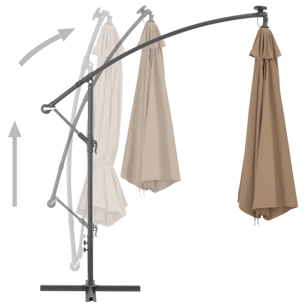 Cantilever Umbrella with Aluminium Pole 350 cm Taupe- Outdoor Umbrellas & Sunshades - HomeShopIreland - Home Shop Ireland - Outdoor Umbrellas & Sunshades - Cantilever Umbrella with Aluminium Pole 350 cm Taupe