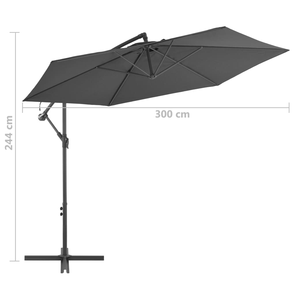 Cantilever Umbrella with Aluminium Pole 300 cm Anthracite- Outdoor Umbrellas & Sunshades - HomeShopIreland - Home Shop Ireland - Outdoor Umbrellas & Sunshades - Cantilever Umbrella with Aluminium Pole 300 cm Anthracite