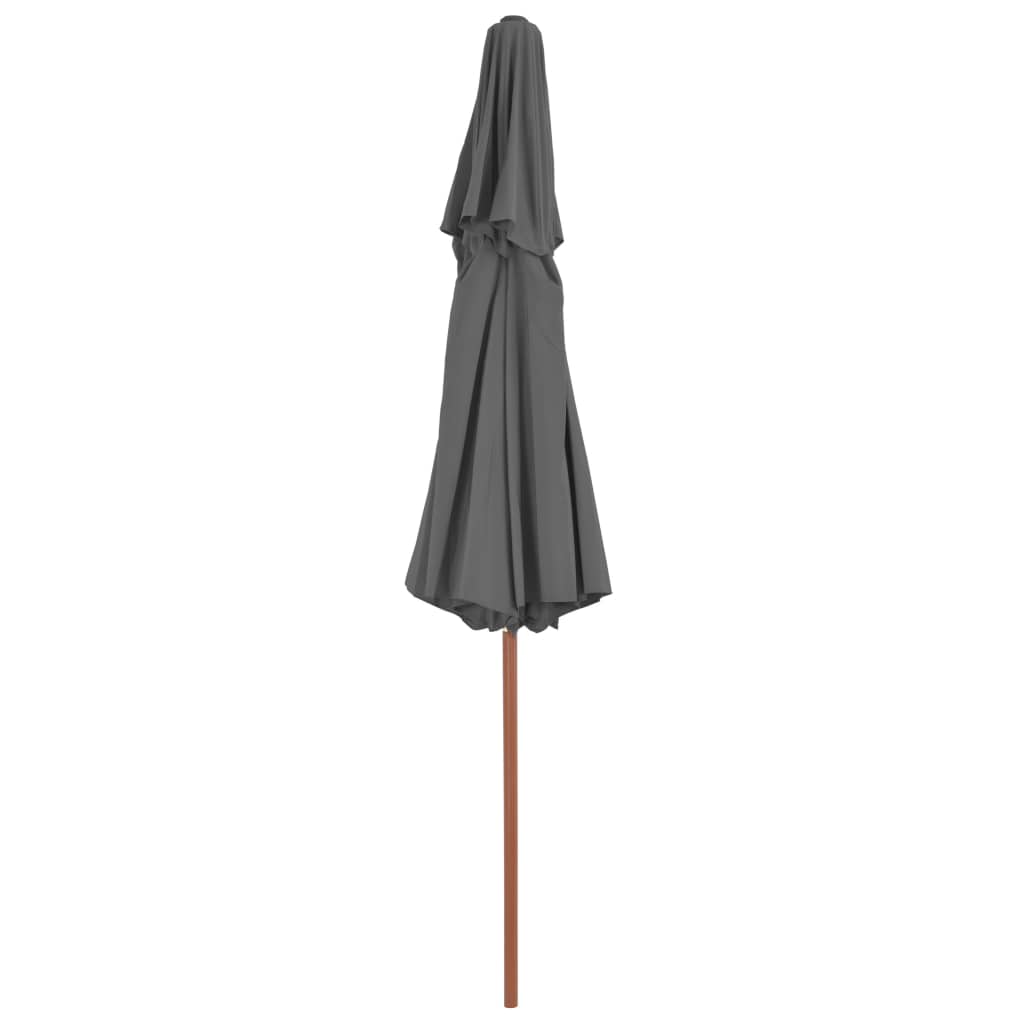 Double Decker Parasol with Wooden Pole 270 cm Anthracite- Outdoor Umbrellas & Sunshades - HomeShopIreland - Home Shop Ireland - Outdoor Umbrellas & Sunshades - Double Decker Parasol with Wooden Pole 270 cm Anthracite