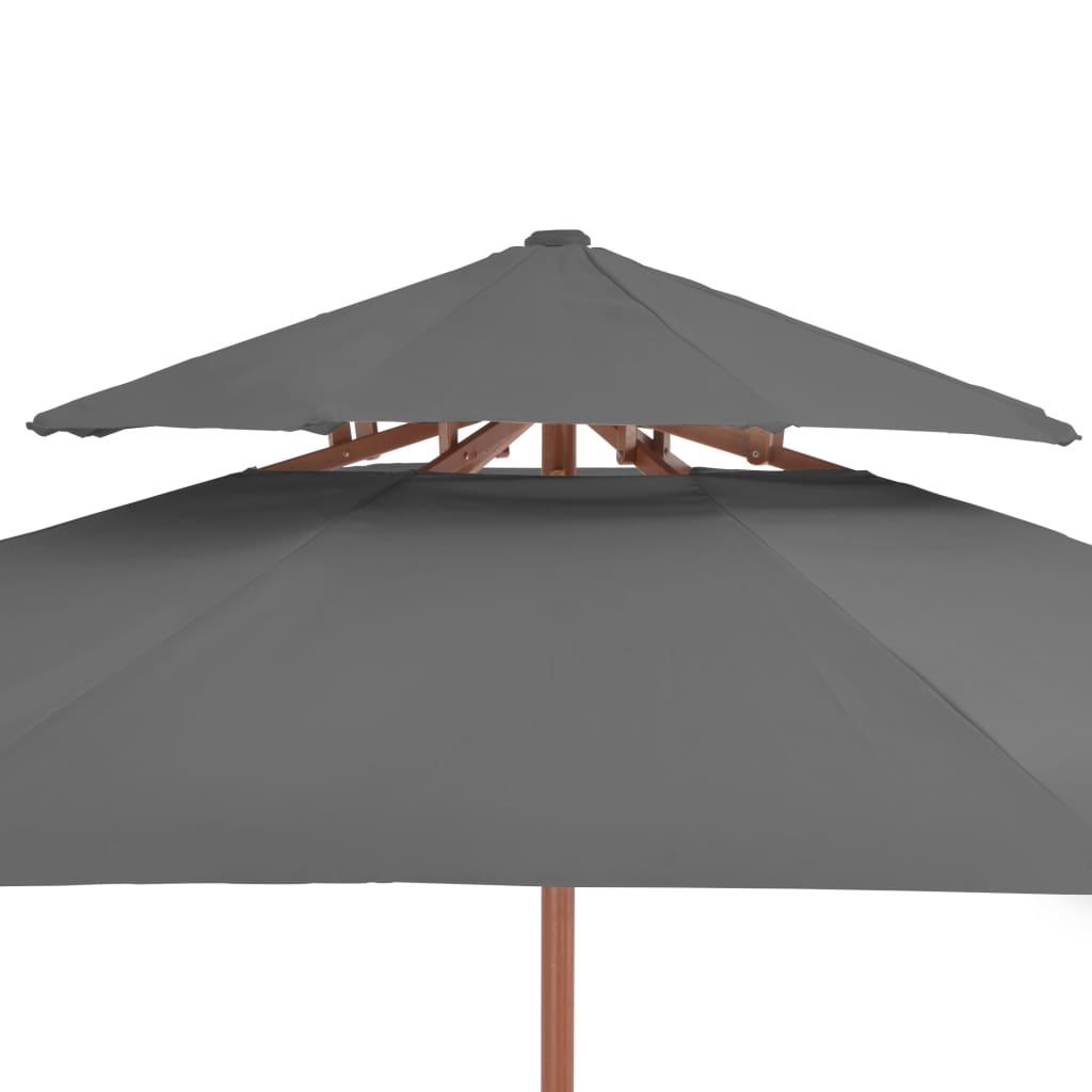Double Decker Parasol with Wooden Pole 270 cm Anthracite- Outdoor Umbrellas & Sunshades - HomeShopIreland - Home Shop Ireland - Outdoor Umbrellas & Sunshades - Double Decker Parasol with Wooden Pole 270 cm Anthracite