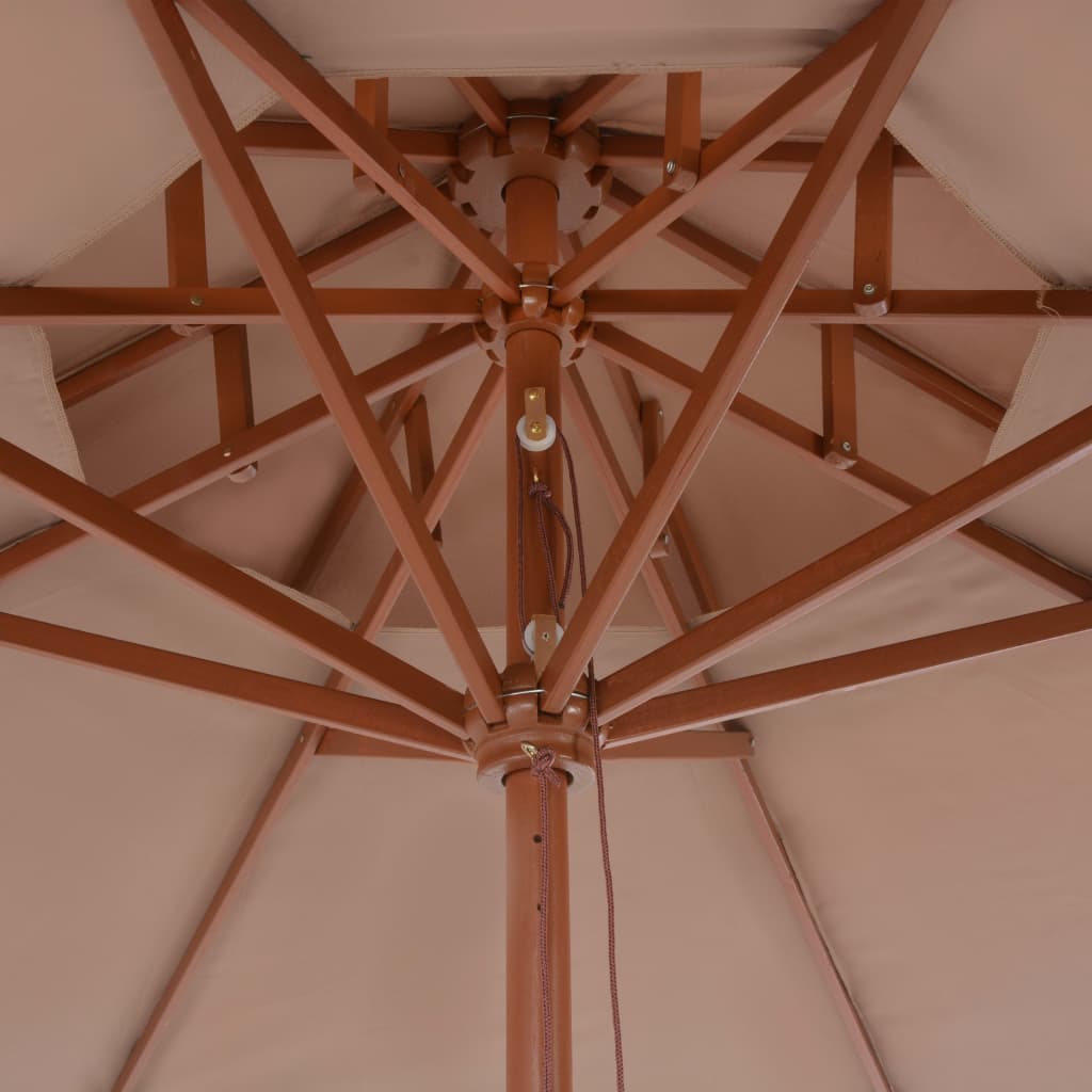 Double Decker Parasol with Wooden Pole 270 cm Taupe- Outdoor Umbrellas & Sunshades - HomeShopIreland - Home Shop Ireland - Outdoor Umbrellas & Sunshades - Double Decker Parasol with Wooden Pole 270 cm Taupe