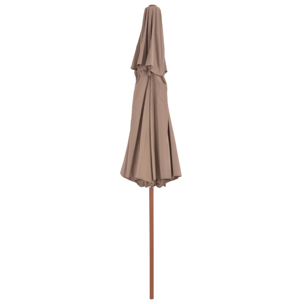 Double Decker Parasol with Wooden Pole 270 cm Taupe- Outdoor Umbrellas & Sunshades - HomeShopIreland - Home Shop Ireland - Outdoor Umbrellas & Sunshades - Double Decker Parasol with Wooden Pole 270 cm Taupe