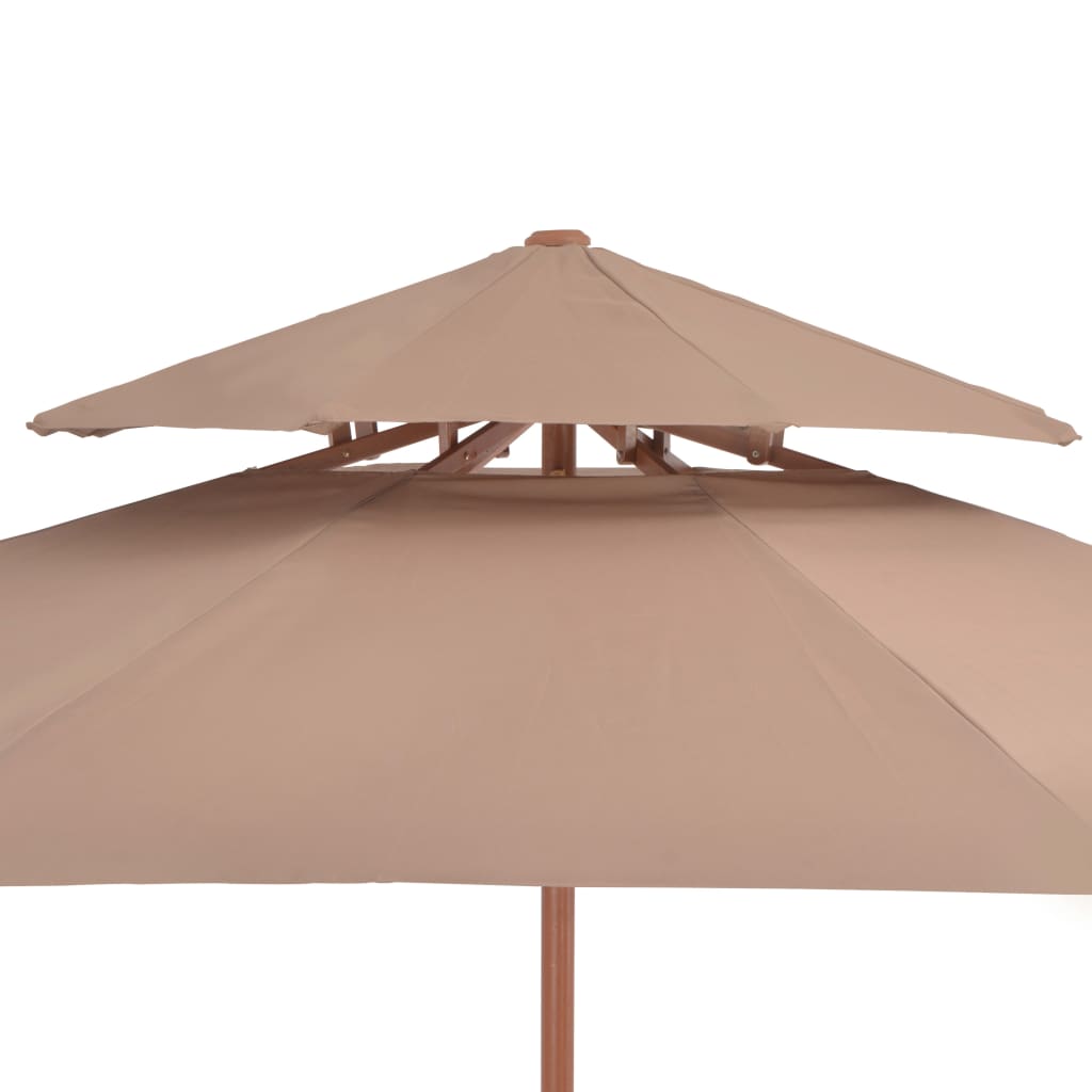 Double Decker Parasol with Wooden Pole 270 cm Taupe- Outdoor Umbrellas & Sunshades - HomeShopIreland - Home Shop Ireland - Outdoor Umbrellas & Sunshades - Double Decker Parasol with Wooden Pole 270 cm Taupe
