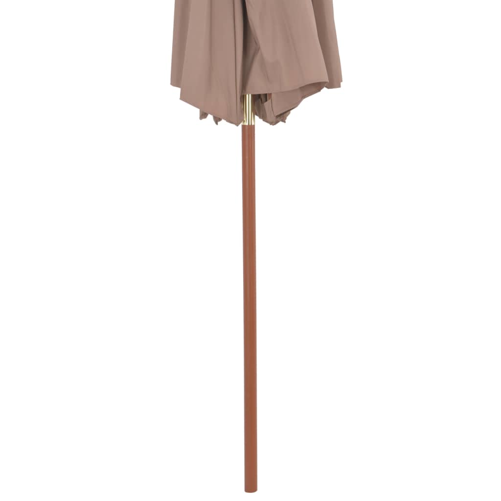 Double Decker Parasol with Wooden Pole 270 cm Taupe- Outdoor Umbrellas & Sunshades - HomeShopIreland - Home Shop Ireland - Outdoor Umbrellas & Sunshades - Double Decker Parasol with Wooden Pole 270 cm Taupe
