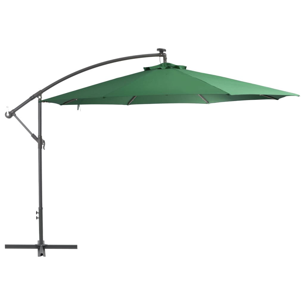 Cantilever Umbrella with LED Lights and Metal Pole 350 cm Green- Outdoor Umbrellas & Sunshades - HomeShopIreland - Home Shop Ireland - Outdoor Umbrellas & Sunshades - Cantilever Umbrella with LED Lights and Metal Pole 350 cm Green